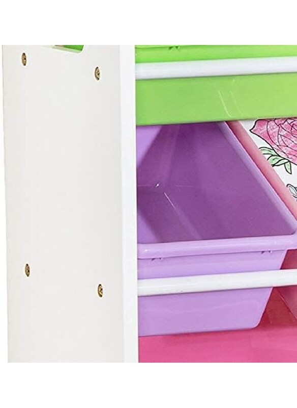 Homesmiths 4 tier Toy Storage Organizer For Kids White Color, 12 Pastel Colors Plastic Bins Perfect for Home, Play Schools and Kindergarten D39.8Cm x W85.5Cm x H88.3Cm