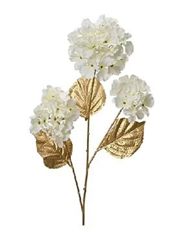 

Kaemingk Decoris Hydrangea On Stem Polyester with Champange Leaf, Off White/Matt Gold