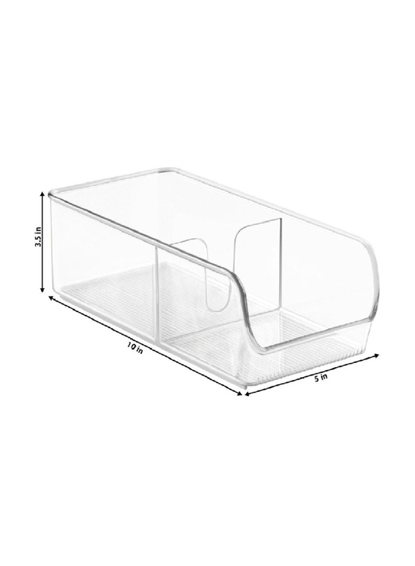 IDesign Linus Spice Packet Organizer Bin for Kitchen Pantry Cabinet Countertops, Large, Clear