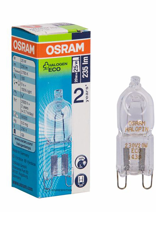 Osram G9 Capsule Lamp 20W, Clear