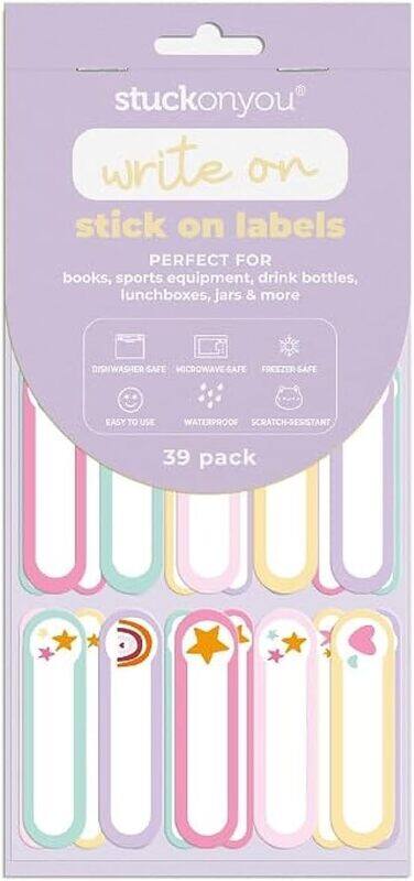 

Stuck on You Stick On Labels Perfect for Books, Bottles, LunchBoxes, WaterProof, Freezer, Dishwasher and Microwave Safe, Pastel Party