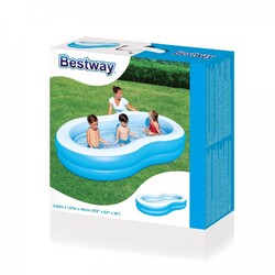 Bestway The Big Lagoon Family Pool Ideal For Family Fun In The Sun, Made With Durable Pvc Marteial, Easy Assembly, With 2 Equal Rings And Heavy Duty Repair Patch. 87X62X18 Inch. 54117