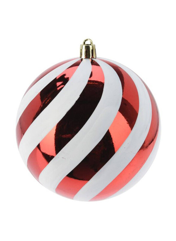 

Homesmiths Stripe Xmas Ball, 12cm, Red