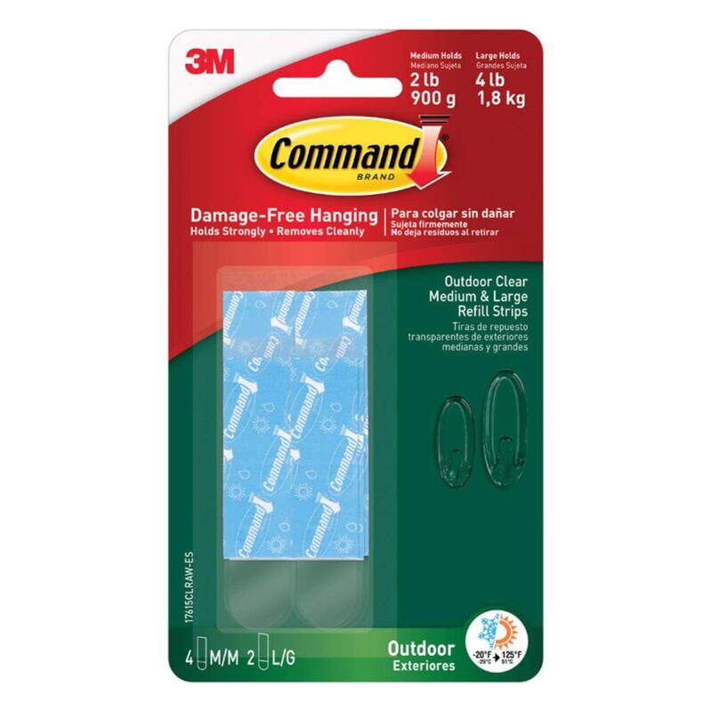 

3M Command Outdoor Refill Mounting Strips, 4 x Medium + 2 x Large, Clear