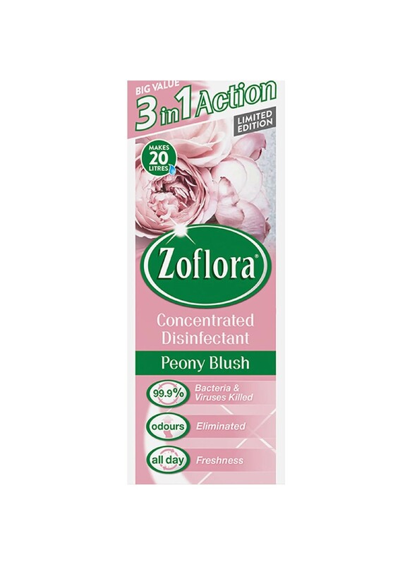 Zoflora Concentrated Multipurpose Disinfectant & Odor Eliminator, 3 in 1 Action, 500ml, Peony Blush, Effective against bacteria & Viruses.