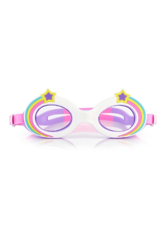 Aqua2ude Shooting Stars White Swim Goggles for Kids Age +3, 100% silicone I latex-free I With uv protection I Anti-fog I with adjustable nose piece I comes with hard protective case.