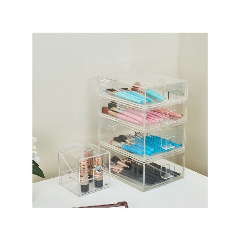 Homesmiths 2-Tiers Medium Vanity Stackable Acrylic Drawer, Clear
