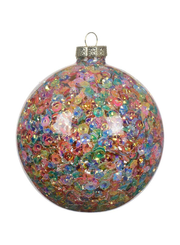 

Kaemingk Glass Bauble with Spangles, 8cm, 1 Piece, Multicolour