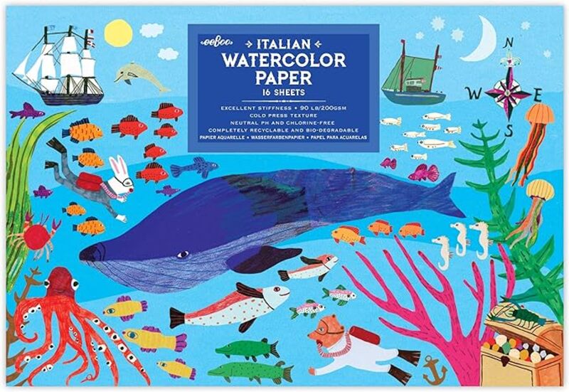 eeBoo  In The Sea Sketchbook Deluxe Water Color Paper 16 Sheets