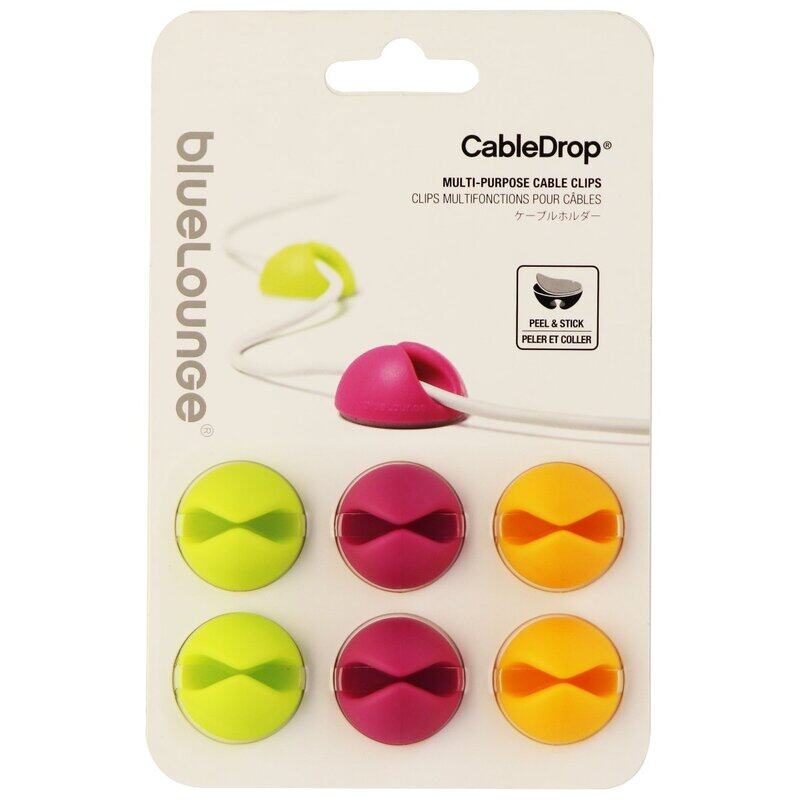 

Bluelounge Cable Drop Cable Clips, 6 Pieces, Multicolour