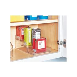 IDesign Linus Herb Rack Cupboard Spice Rack Ideal for Jars and Cans, Medium, Clear