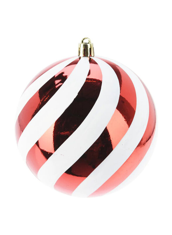 

Homesmiths Stripe Xmas Ball, 18cm, Red