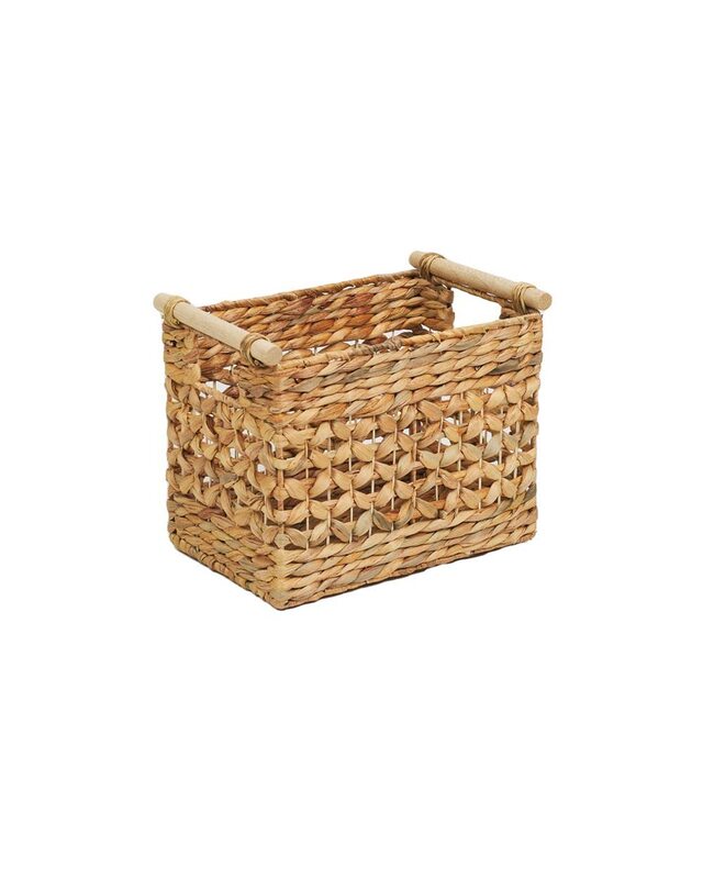 

Homesmiths Small Water Hyacinth Basket with Rattan Handles, 30 x 20 x 25 cm, Brown