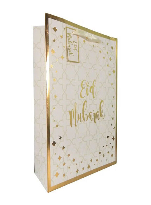 

Peacock Supplies Eid Mubarak Large Gift Bag for Occasions Like Ramadan, Gold
