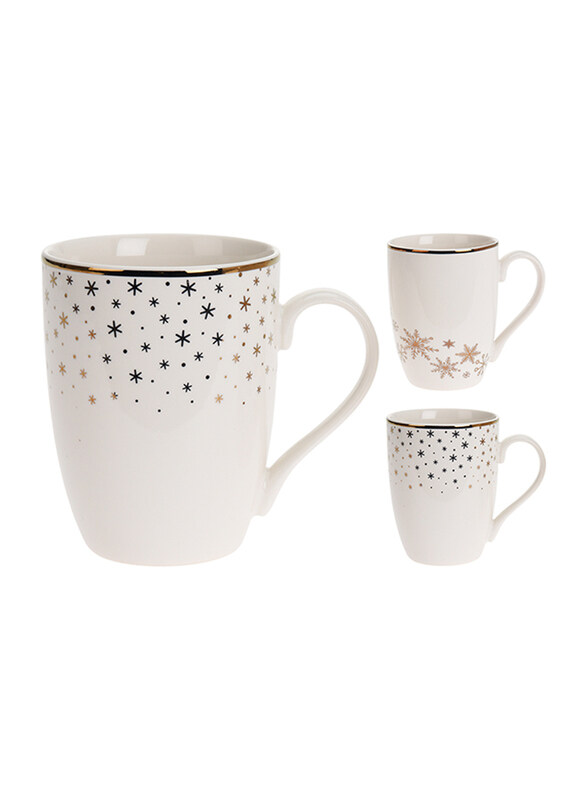 

Homesmiths 320ml Christmas New Bone Porcelain Mug Assorted Design, 628000000, White