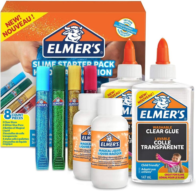ELMER'S Glue Slime Starter Kit, Clear Glue, Glitter Glue Pens and Magical Liquid Slime Activator Solution, 8 Count, Rainbow Slime Kit, 2050943