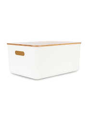 Little Storage Co Container with Bamboo Lid, Large, White