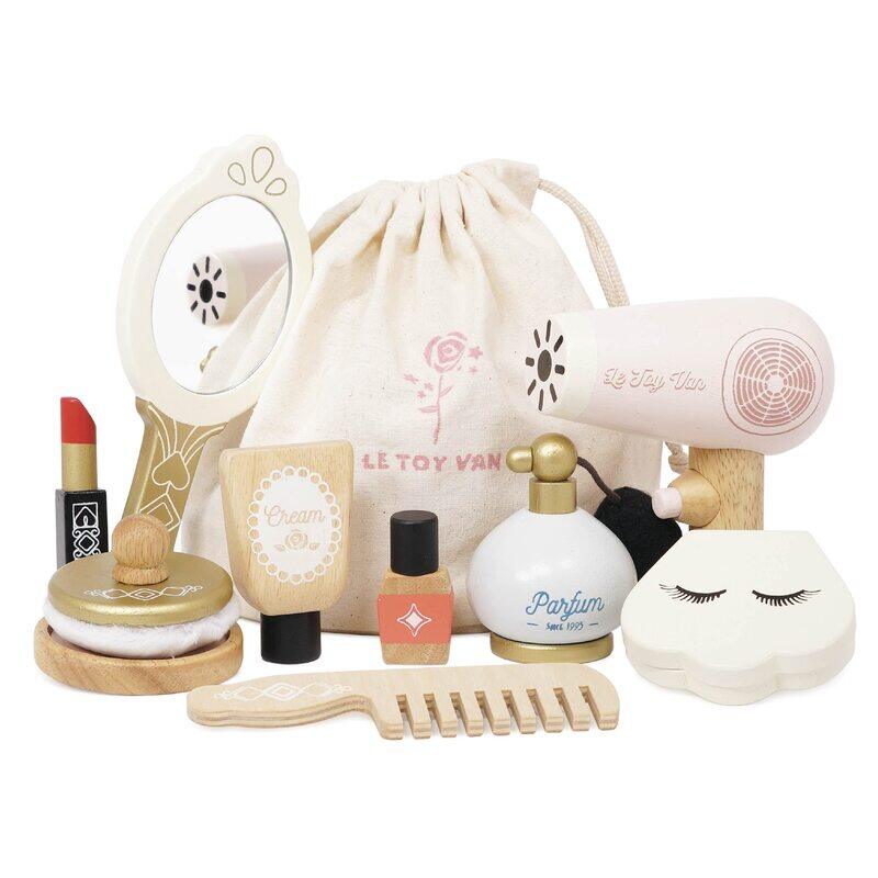 

Le Toy Van 12-Piece Cosmetic Set With Bag Role Play Wooden Toy, Multicolour, Age 3+ Years