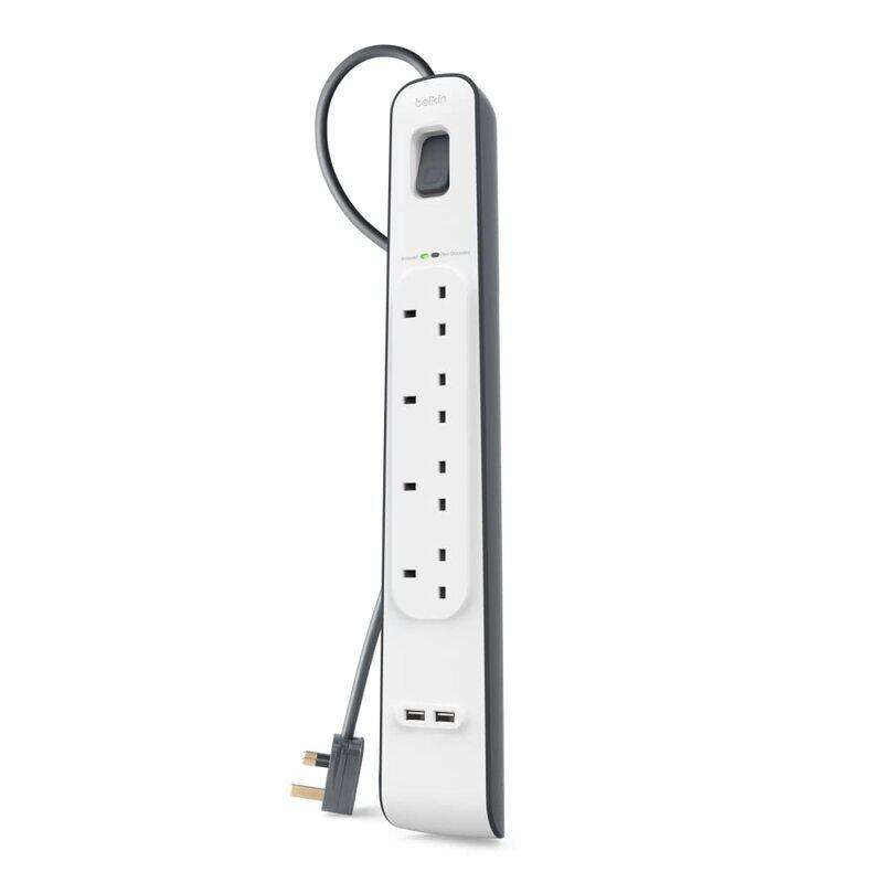 

Belkin 4-Way Surge Protection Strip, 2-Meter Cable, White