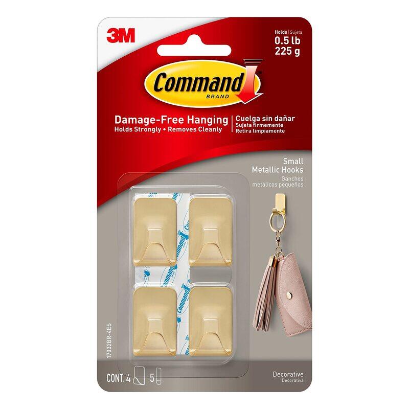 

Command Metallic Organize and Decorate Damage-Free Hooks, Small, Gold