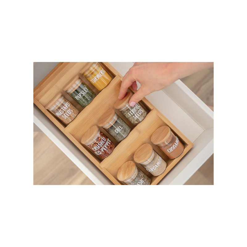 Little Storage Co Bamboo Herb & Spice Drawer Organizer, Natural