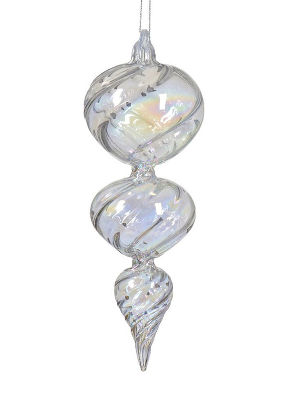 

Kaemingk Ornament Glass Iris Finish with Swirl, White