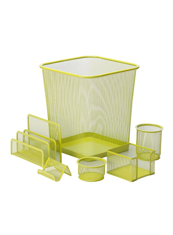 

Honey Can Do 6-Piece Steel Mesh Desk Set, Lime