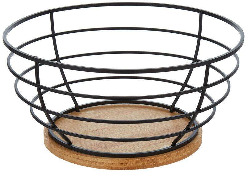 

AQ RYU Bamboo Wire Fruit Basket, Black/Brown