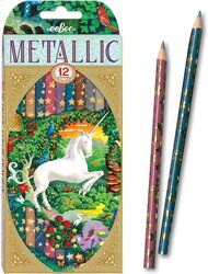 eeBoo Unicorn Metallic Color Pencils/ Set of 12, Multicolor for kids to learn Drawing and fun learning.