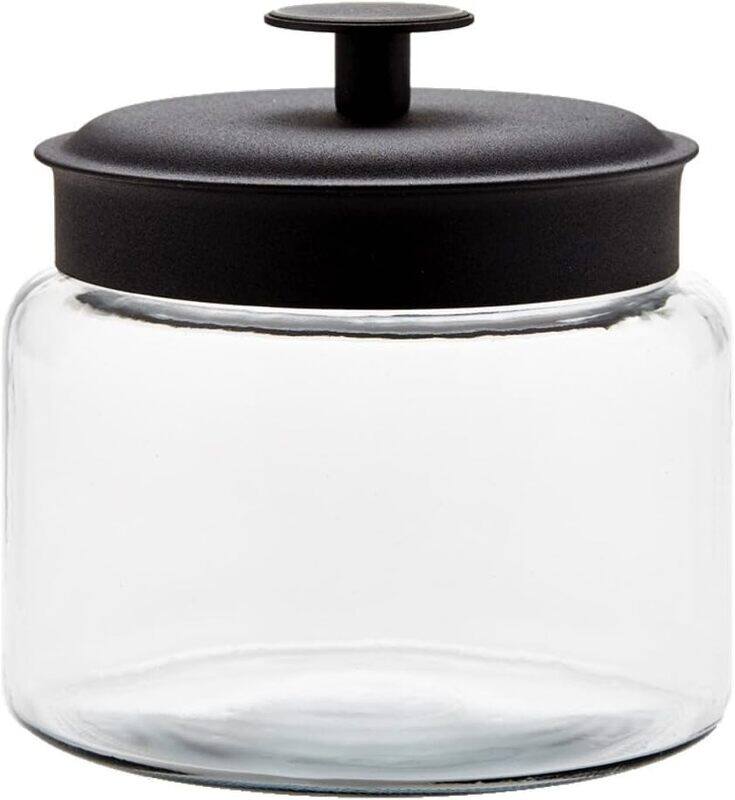 

Anchor Hocking Mini Montana Jar with Metal Cover, 48oz, Clear/Black