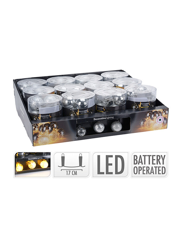 

Homesmiths 10 x 40mm Christmas Balls 10 Led Lights, ACS300010, Silver
