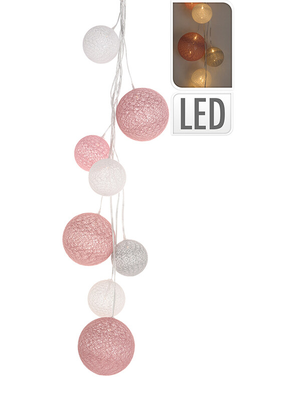 

Homesmiths 2-Meter Christmas Raffia Balls Led Light, AXW100540, Pink/White