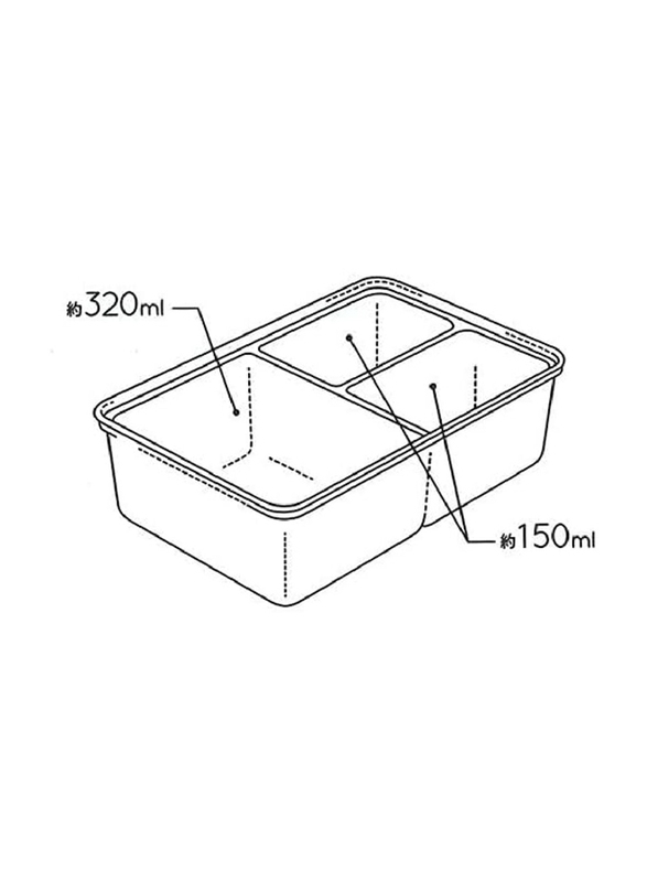 Inomata Hokan-sho Plastic 3 Compartments Food Container, White