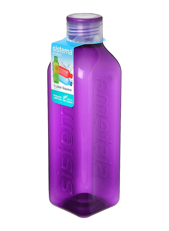 Sistema 1 Ltr Plastic Square Bottle, Purple