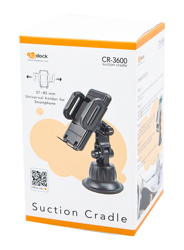

Digi Dock Suction Cradle Universal Smartphone Holder, Black