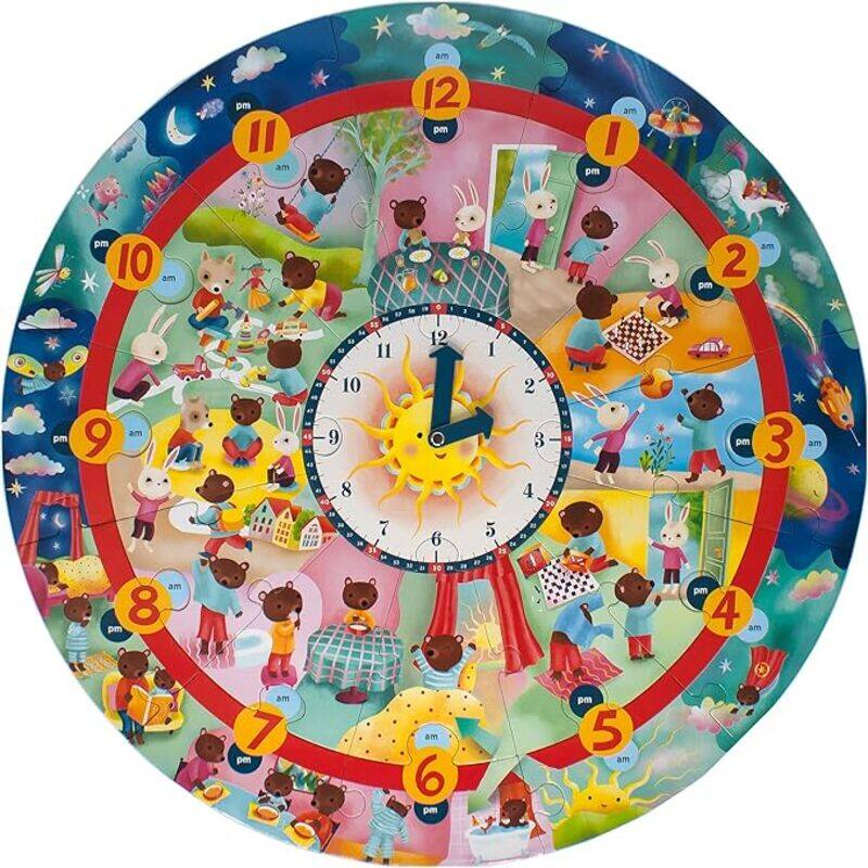 eeBoo Around the Clock 25 Pieces Giant Round Puzzle for Education and fun to play for kids.