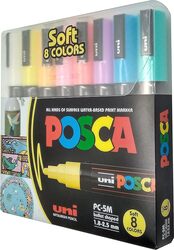 Uni Posca Bullet Shaped Medium Markers - Soft Colors, Water-Based, Non-Toxic for Art and Craft Projects