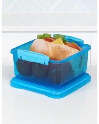 Sistema 1.2 Liter Lunch Box Plus, Blue, is Stackable & Durable with easy Locking Clips to keep food sealed, Microwave & Dishwasher safe and BPA Free.