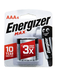 Energizer Max Alkaline Power Seal Technology AAA Batteries, 4 Pieces, Black/Silver