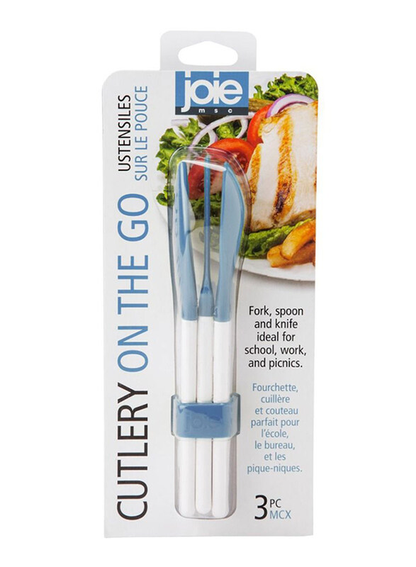 

Joie 3-Piece 7-inch On The Go Cutlery Set, Blue/Silver