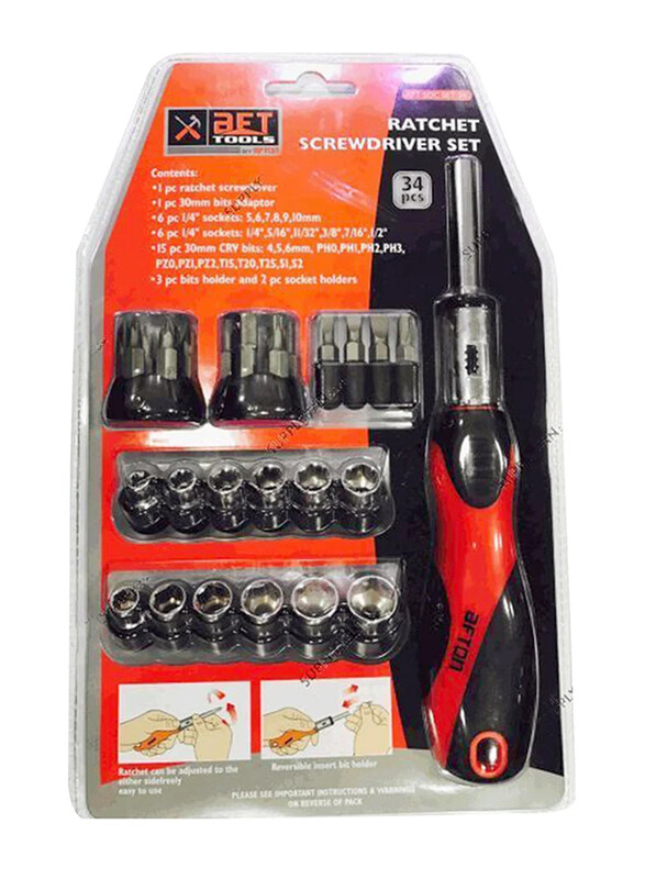 

Afton 34-Piece Ratchet Screwdriver Set, AFTRSD34, Multicolour
