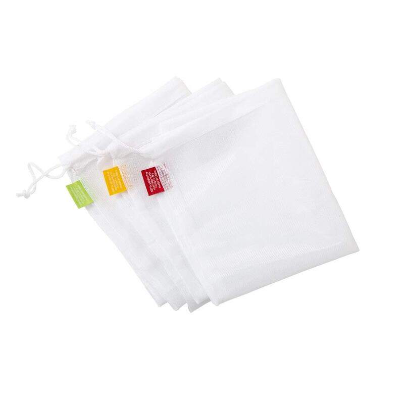 

Addis Reusable Shopping Storage Net Drawstring Bags, White