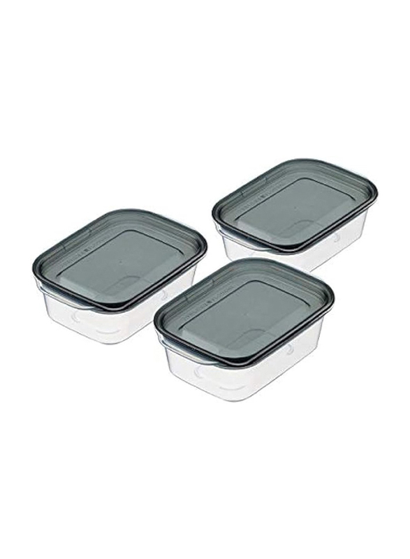 Inomata Hokan-sho Plastic Square Food Container, 3 x 180ml, Clear