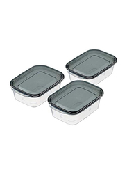 Inomata Hokan-sho Plastic Square Food Container, 3 x 180ml, Clear