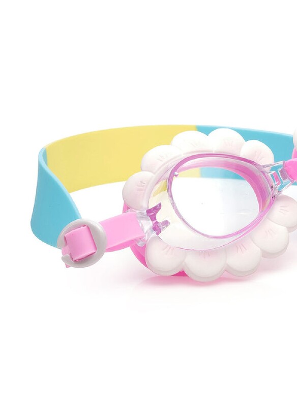 Aqua2ude White Flower-Shaped Swim Goggles for Kids Age +3, 100% silicone I latex-free I With uv protection I Anti-fog I with adjustable nose piece I comes with hard protective case.