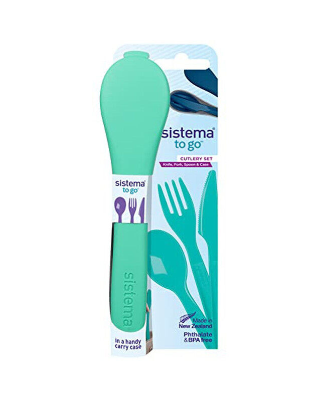 

Sistema Travel Cutlery Set with Knife Fork & Spoon, Minty Teal