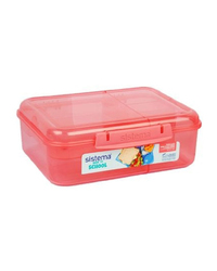 Sistema 1.65 Liter Bento Stackable Lunch Box, Light Orange, Easy locking clips with multiple compartments & Pot, is Microwave & dishwasher safe and BPA Free.