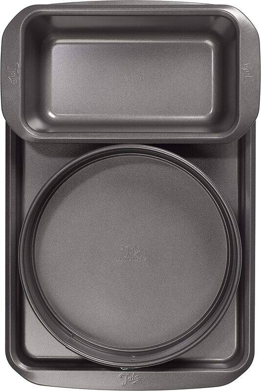 

Tala 9-inch Essentials Baking Set with Springform Cake Tin, 2Lb Loaf Pan & 25 x 38cm Baking Tray, 10A11621, Black