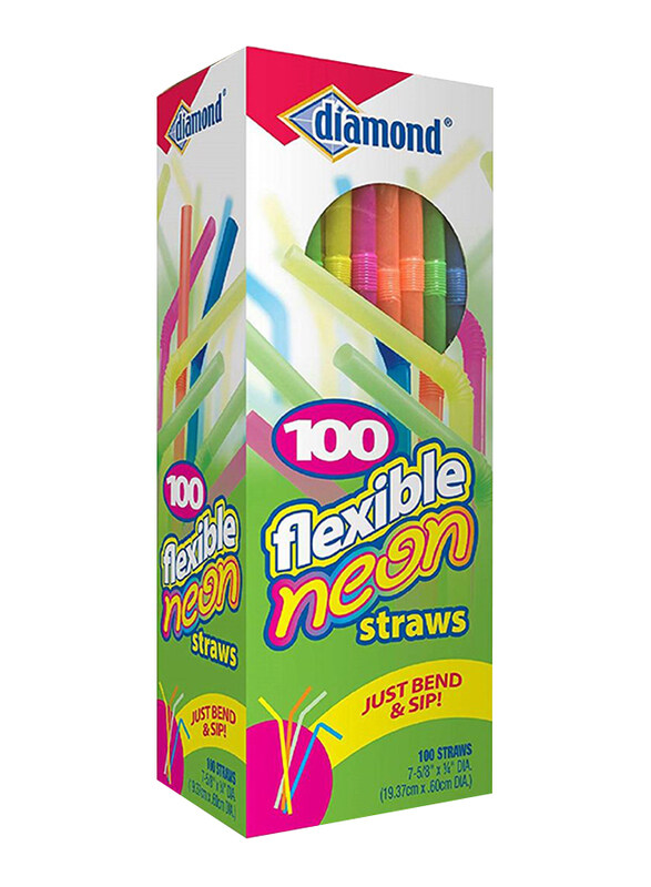 

Diamond 100-Piece Vision Flexible Neon Straw Set, Multicolor