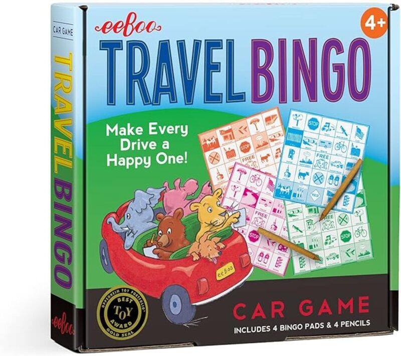 

eeBoo: Travel Bingo Game, Make Every Drive a Happy One! Car Game, Includes 4 Bingo Pads & 4 Pencils, Develops Observational Skills, Patience, and Simp